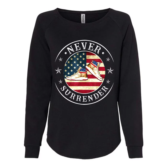 American Flag Trump 2024 Never Surrender Gold Sneakers Gift Womens California Wash Sweatshirt