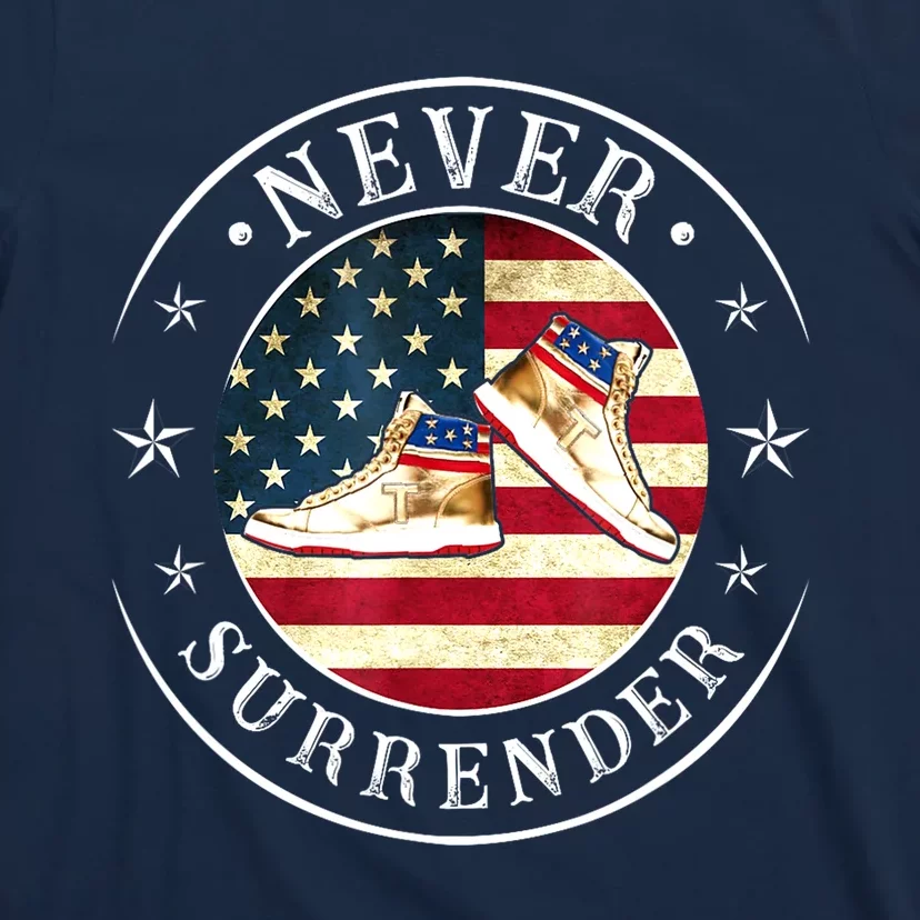 American Flag Trump 2024 Never Surrender Gold Sneakers Gift T-Shirt