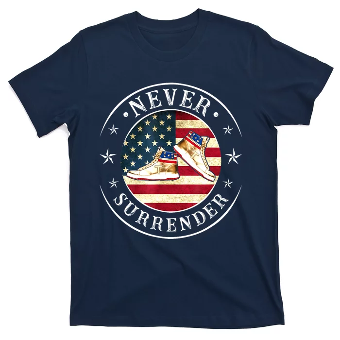 American Flag Trump 2024 Never Surrender Gold Sneakers Gift T-Shirt