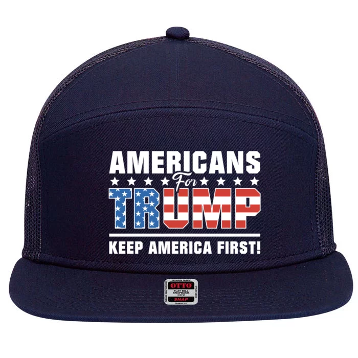 Americans For Trump 2024 Take America Back 7 Panel Mesh Trucker Snapback Hat