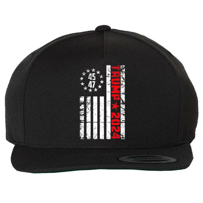 American Flag Trump 2024 45 47 Trump Betsy Ross Flag Wool Snapback Cap