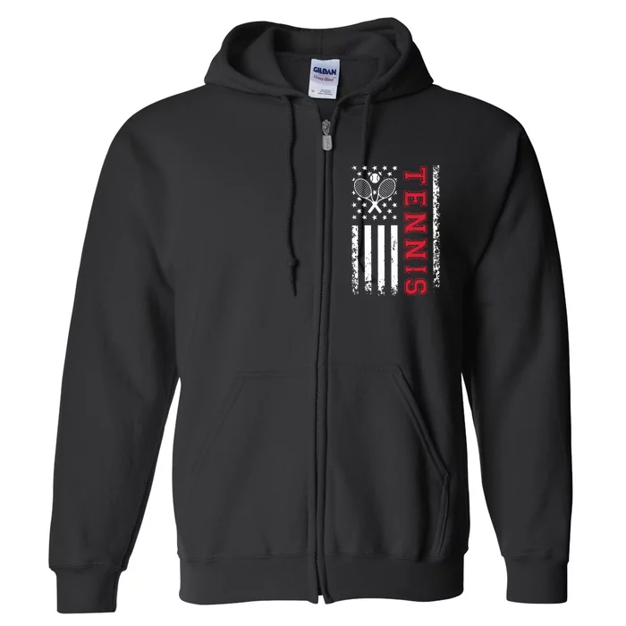 American Flag Tennis Shirts Best Gifts For Players Fans Full Zip Hoodie