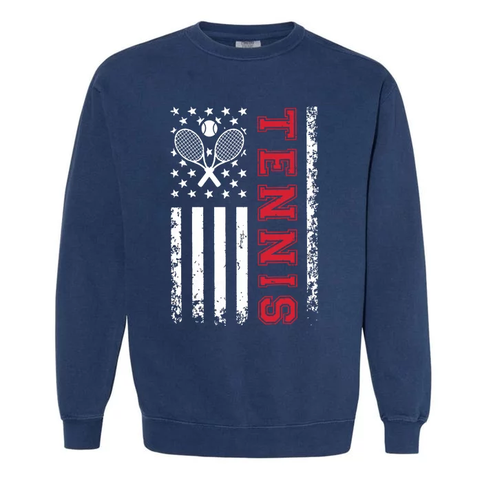 American Flag Tennis Shirts Best Gifts For Players Fans Garment-Dyed Sweatshirt