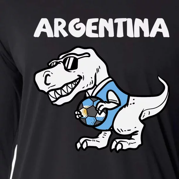 Argentina Flag Trex Dino Soccer Ball Fan Cooling Performance Long Sleeve Crew