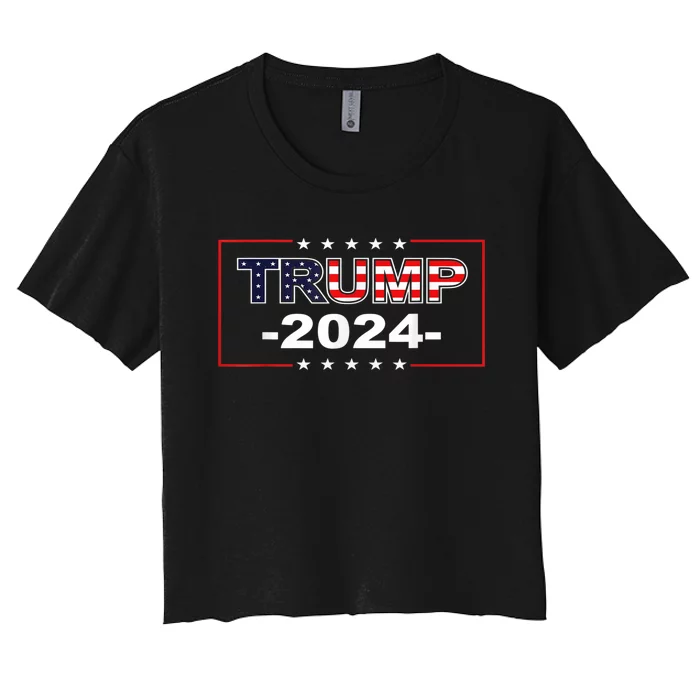 American Flag Trump 2024 Women's Crop Top Tee