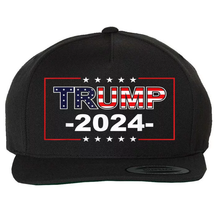 American Flag Trump 2024 Wool Snapback Cap