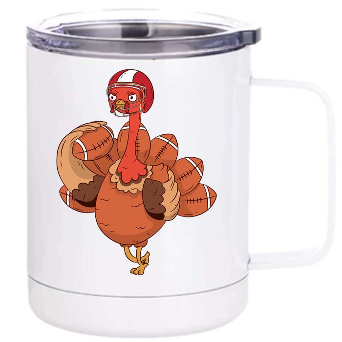 American Football Turkey Front & Back 12oz Stainless Steel Tumbler Cup