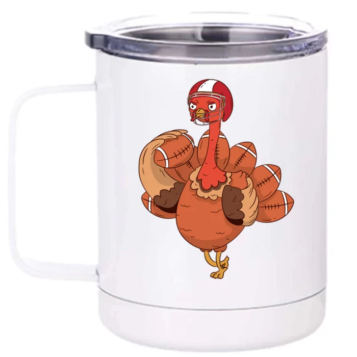 American Football Turkey Front & Back 12oz Stainless Steel Tumbler Cup