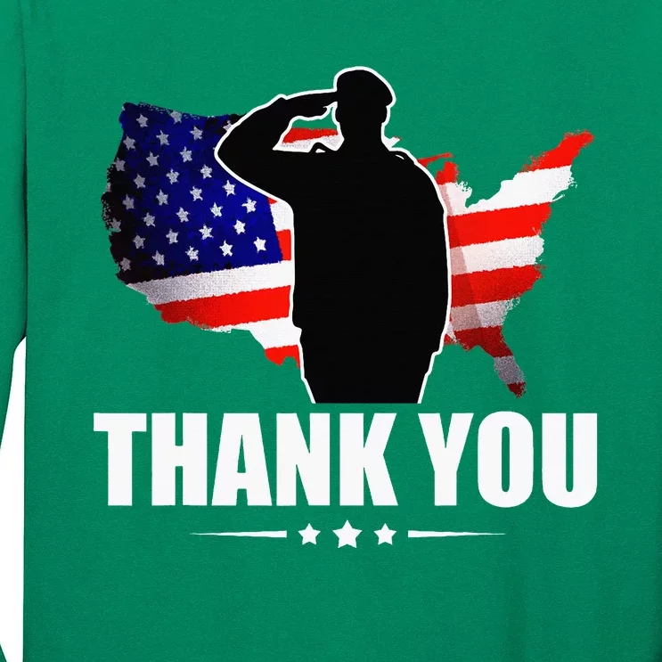 American Flag Thank You For Your Service Veteran Long Sleeve Shirt