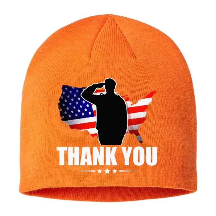 American Flag Thank You For Your Service Veteran 8 1/2in Sustainable Knit Beanie