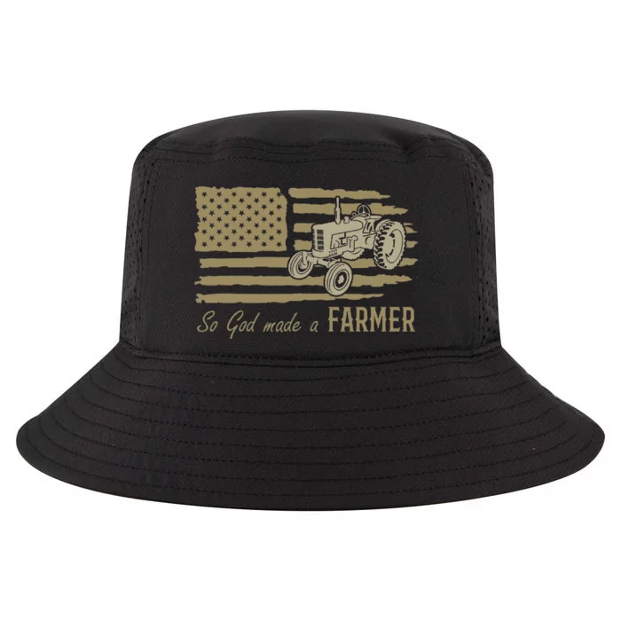 American Flag Tractor So God Made A Farmer Cool Comfort Performance Bucket Hat