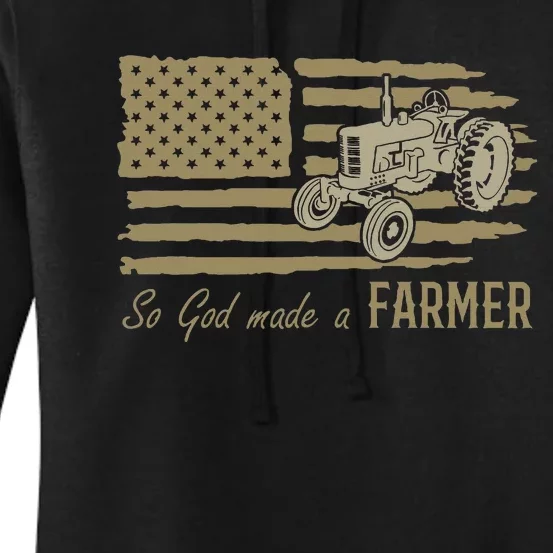 American Flag Tractor So God Made A Farmer Women's Pullover Hoodie