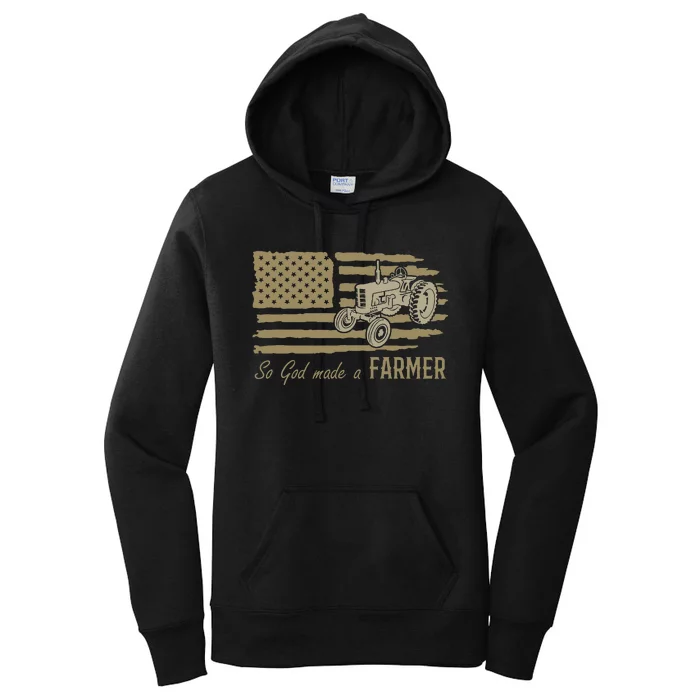 American Flag Tractor So God Made A Farmer Women's Pullover Hoodie