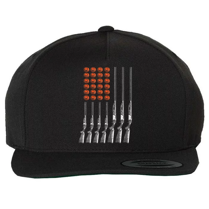 American Flag Trap Shooting Funny Skeet Sport Gift Wool Snapback Cap