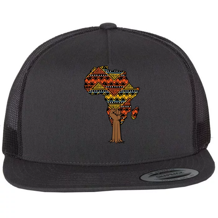 African Fist Tree Kente Map Cool BHM pride Flat Bill Trucker Hat