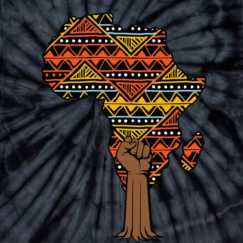 African Fist Tree Kente Map Cool BHM pride Tie-Dye T-Shirt