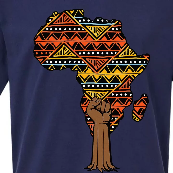 African Fist Tree Kente Map Cool BHM pride Sueded Cloud Jersey T-Shirt