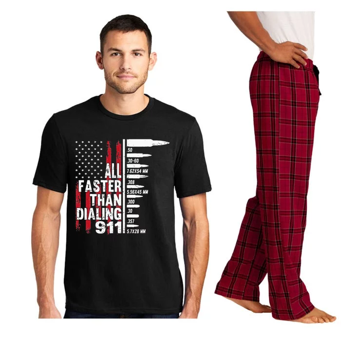 All Faster Than Dialing 911 American Flag Gun Lover Pajama Set