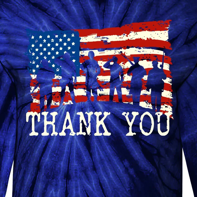 American Flag Thank You Veterans Proud Veteran Tie-Dye Long Sleeve Shirt