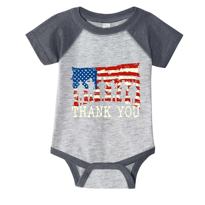 American Flag Thank You Veterans Proud Veteran Infant Baby Jersey Bodysuit