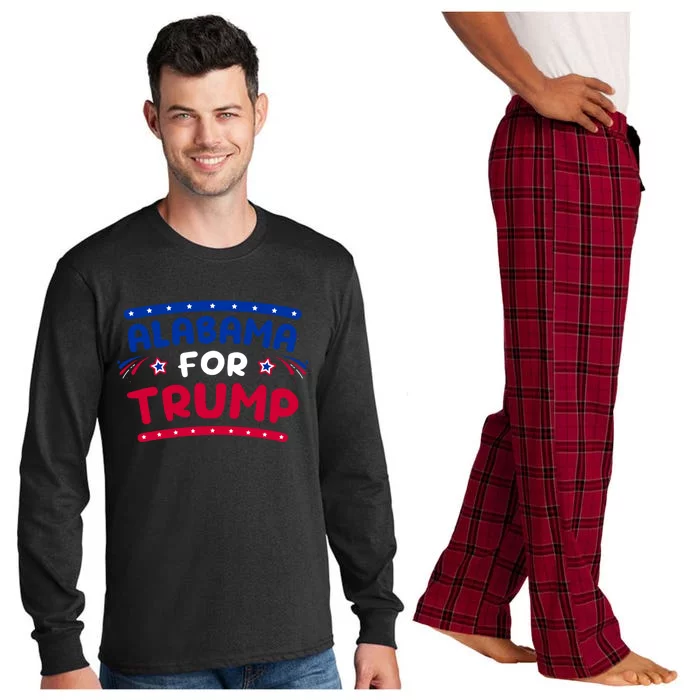 Alabama For Trump Fireworks 4th Of July Cool Gift Long Sleeve Pajama Set