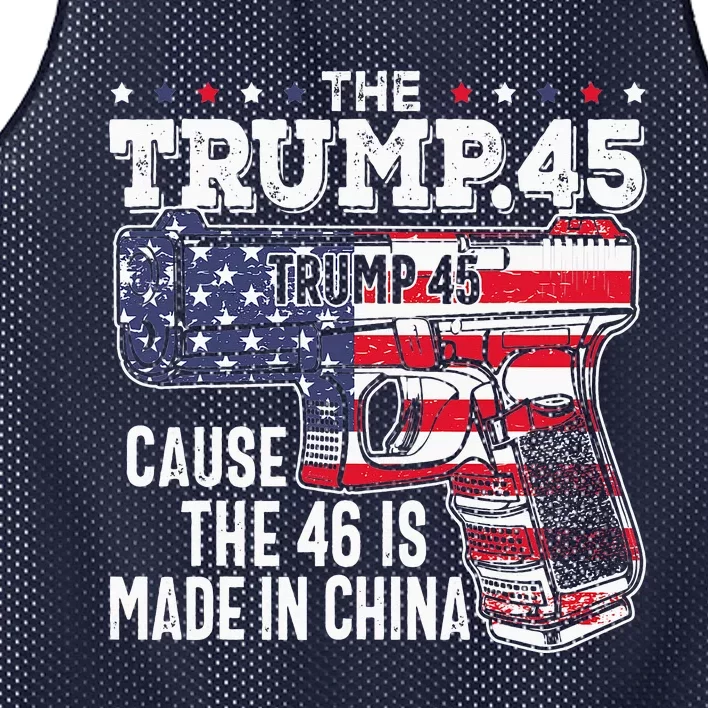 American Flag The Trump 45 Mesh Reversible Basketball Jersey Tank