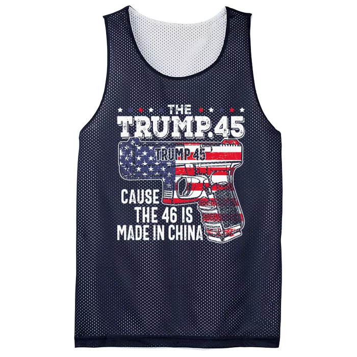 American Flag The Trump 45 Mesh Reversible Basketball Jersey Tank