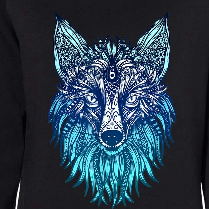 Arctic Fox Tribal Face Ornaments Antarctica Animal Fox Womens California Wash Sweatshirt