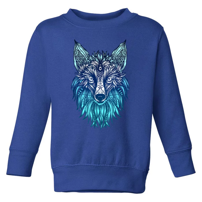 Arctic Fox Tribal Face Ornaments Antarctica Animal Fox Toddler Sweatshirt