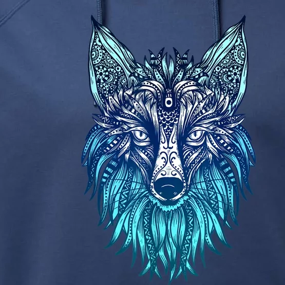 Arctic Fox Tribal Face Ornaments Antarctica Animal Fox Performance Fleece Hoodie