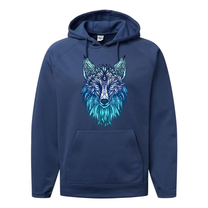 Arctic Fox Tribal Face Ornaments Antarctica Animal Fox Performance Fleece Hoodie