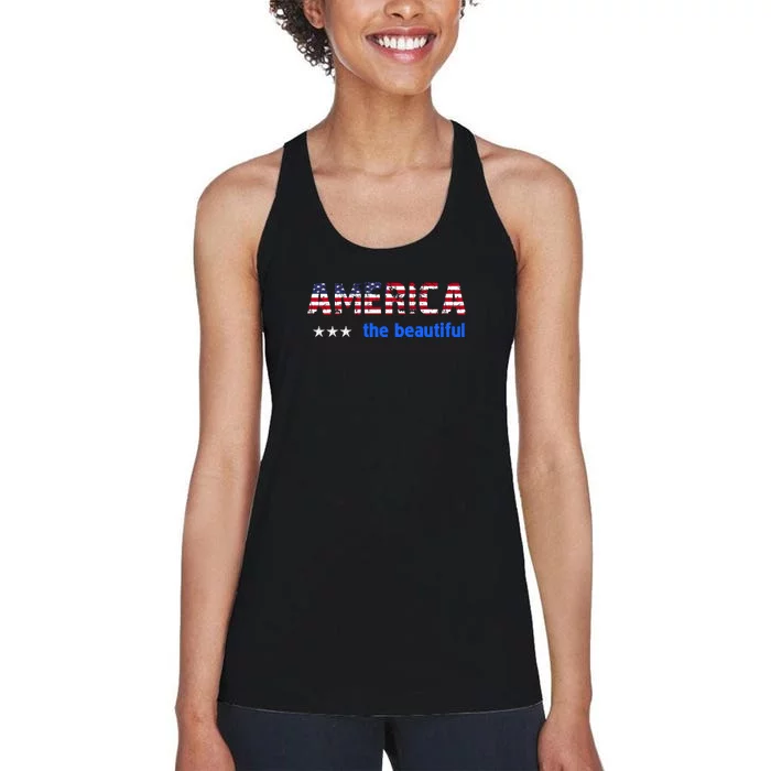 America Flag The Beatiful . Women's Racerback Tank