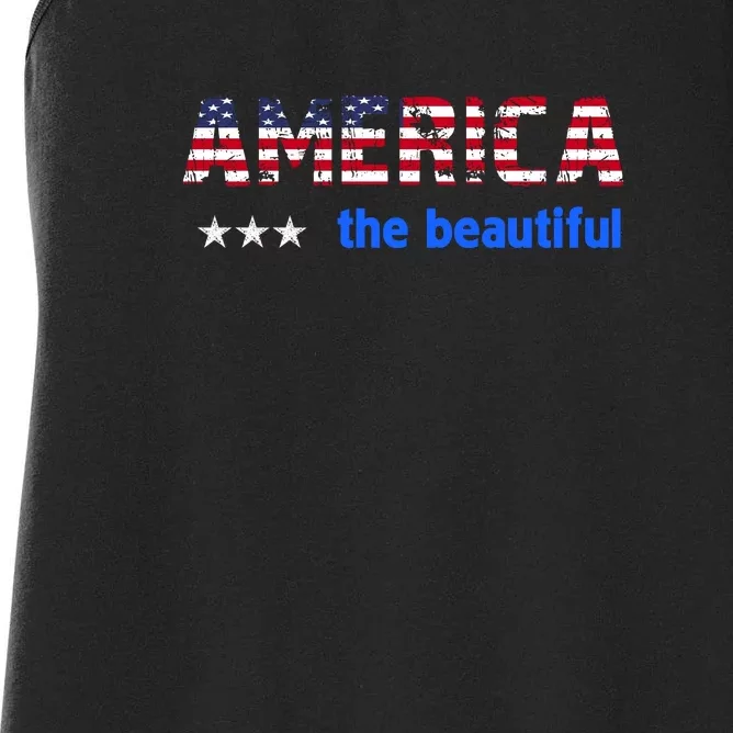 America Flag The Beatiful . Women's Racerback Tank