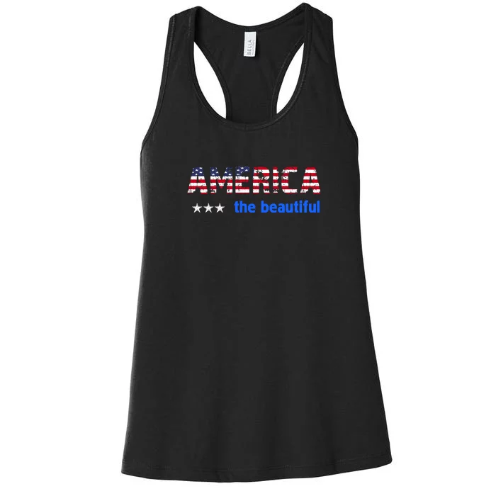 America Flag The Beatiful . Women's Racerback Tank