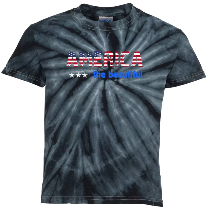 America Flag The Beatiful . Kids Tie-Dye T-Shirt