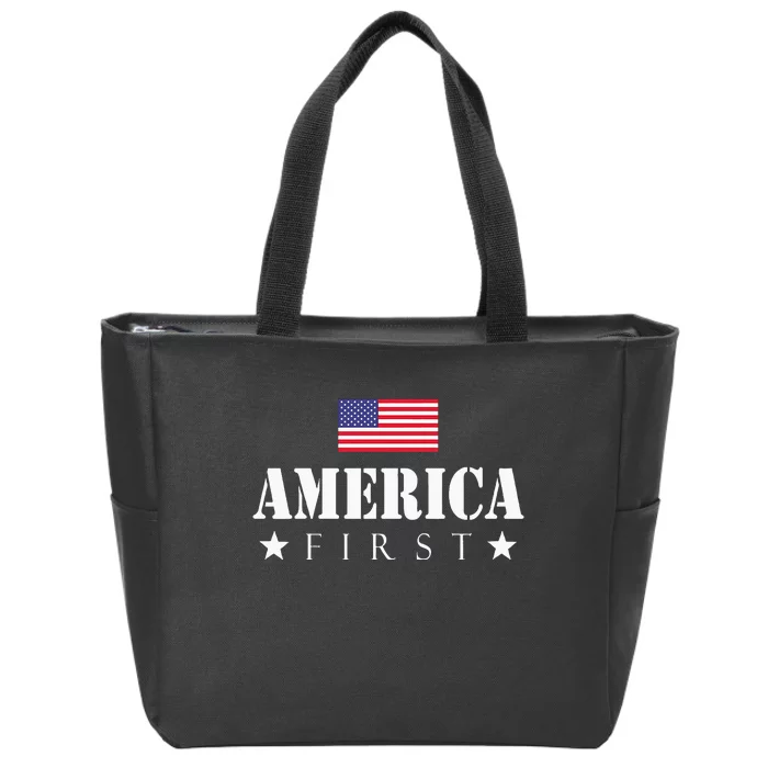 America First Trump 2024 America First 4th July Day Zip Tote Bag