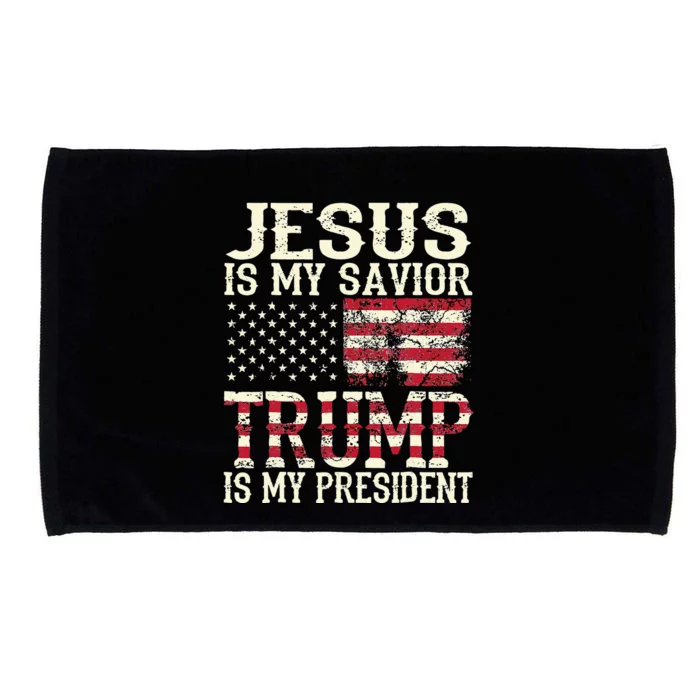 American Flag Tee Jesus Is My Savior Trump Microfiber Hand Towel