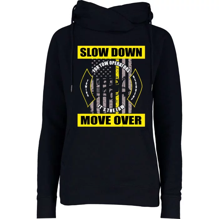 American Flag Tow Truck Driver Womens Funnel Neck Pullover Hood