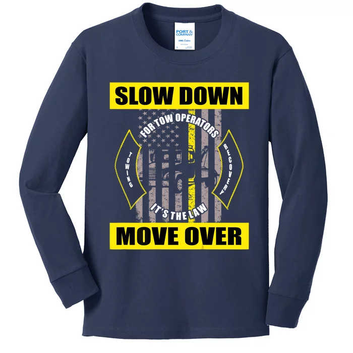 American Flag Tow Truck Driver Kids Long Sleeve Shirt