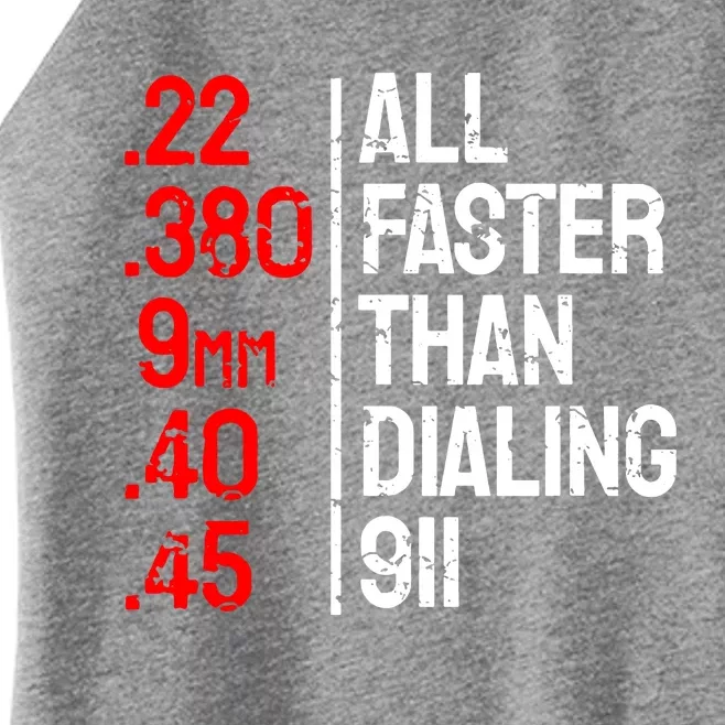 All Faster Than Dialing 911 Women’s Perfect Tri Rocker Tank