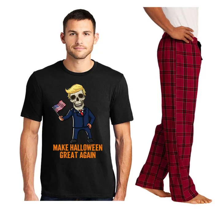 American Flag Trump Skeleton Make Halloween Great Again Gift Pajama Set