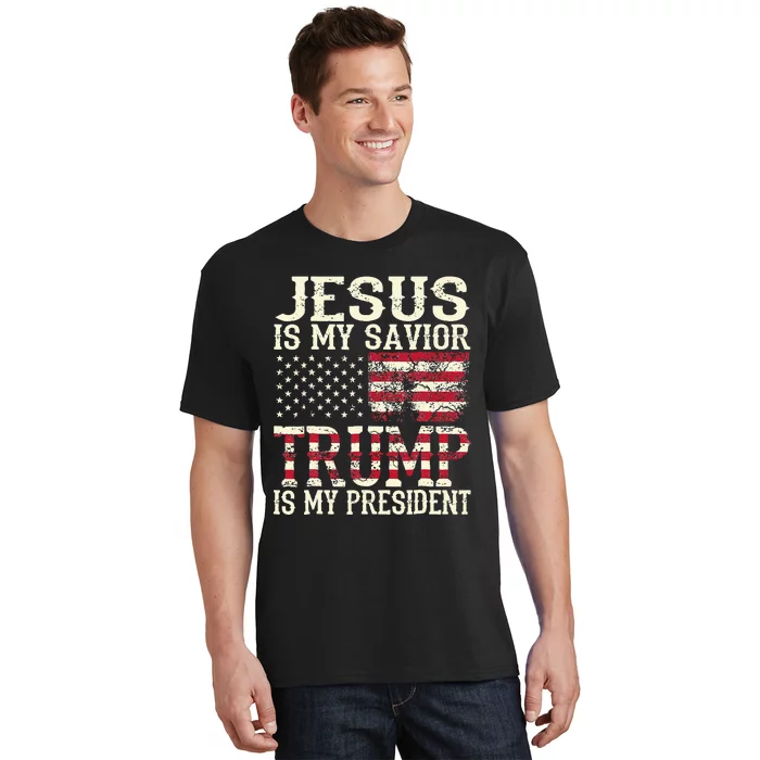 American Flag Tee Jesus Is My Savior Trump Is My President T-Shirt