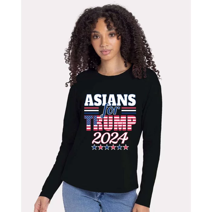 Asians For Trump Pro Trump 2024 Election Trump Supporter Womens Cotton Relaxed Long Sleeve T-Shirt