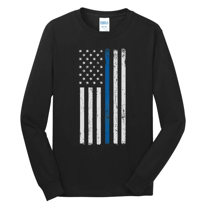 American Flag Thin Blue Line Police Support Lives Matter US Tall Long Sleeve T-Shirt