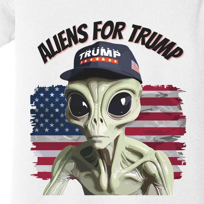 Aliens For Trump 2024 Maga Alien Baby Bodysuit