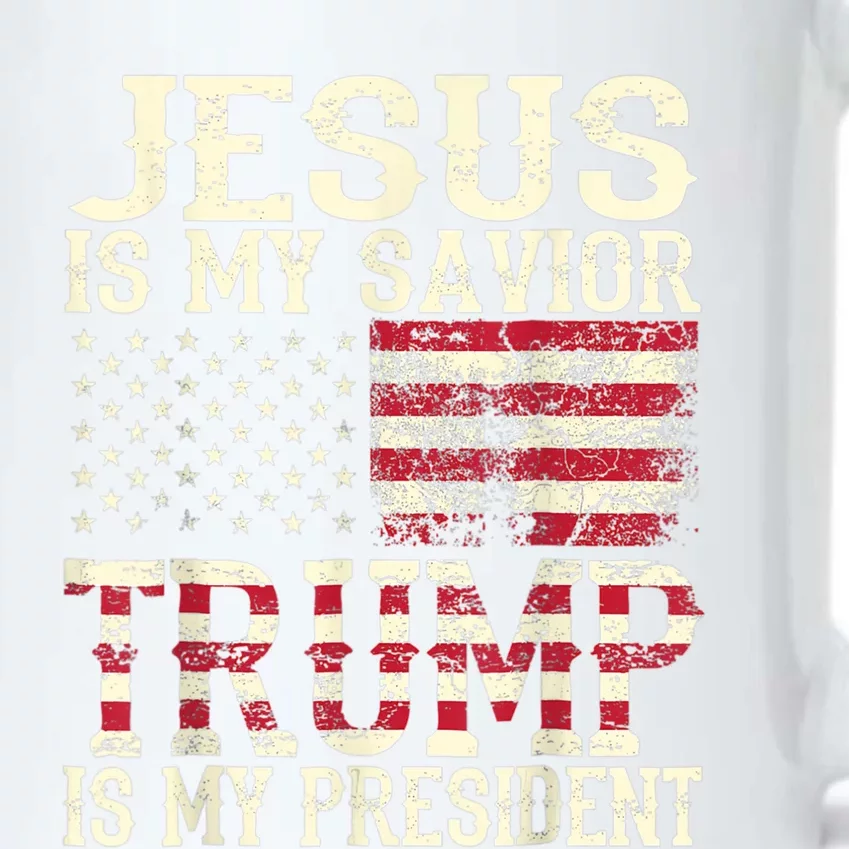 American Flag Tee Jesus Is My Savior Trump Is My President Black Color Changing Mug