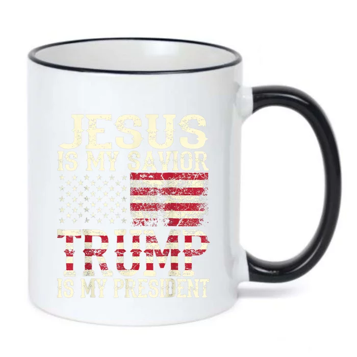 American Flag Tee Jesus Is My Savior Trump Is My President Black Color Changing Mug