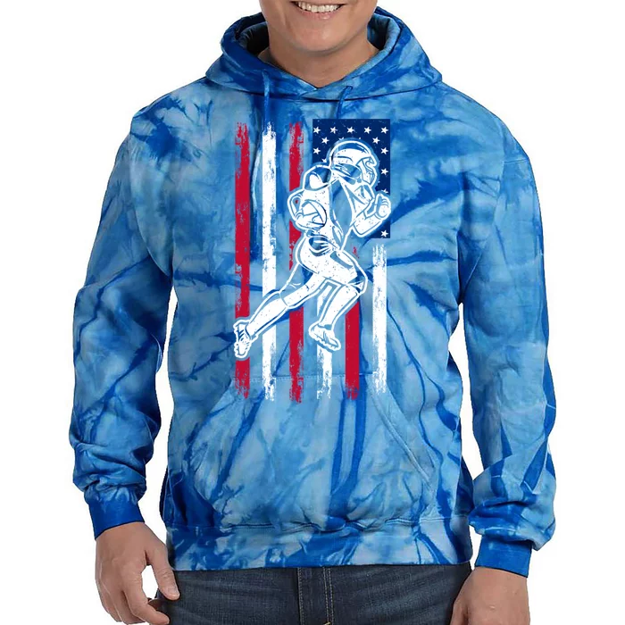 American Football Team Gift Us American Flag Football Meaningful Gift Tie Dye Hoodie