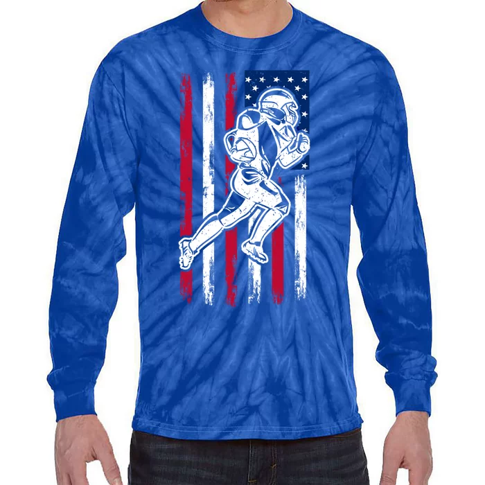 American Football Team Gift Us American Flag Football Meaningful Gift Tie-Dye Long Sleeve Shirt