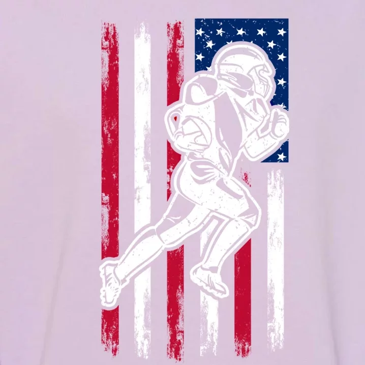 American Football Team Gift Us American Flag Football Meaningful Gift Garment-Dyed Sweatshirt